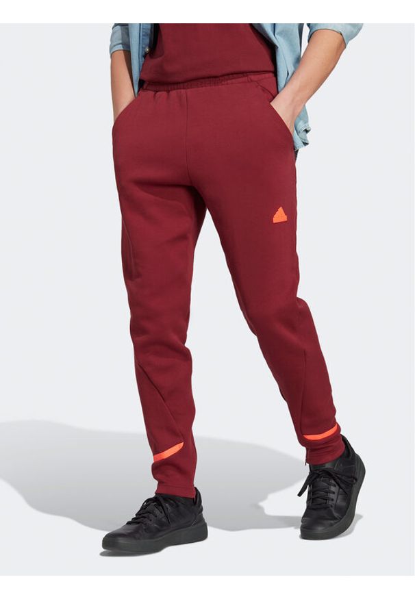 Adidas - Spodnie dresowe adidas. Kolor: czerwony. Materiał: bawełna, dresówka