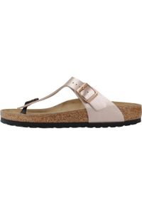 Japonki damskie Birkenstock Gizeh Bf Narrow. Zapięcie: klamry. Kolor: brązowy. Materiał: skóra, syntetyk, materiał. Sport: turystyka piesza