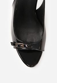 Renee - Czarne Sandały Lakierowane VICES na Szpilce Slingback z Metaliczną Klamrą Harmonia. Zapięcie: klamry. Kolor: czarny. Materiał: lakier. Obcas: na szpilce. Styl: glamour, elegancki #5