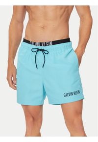 Calvin Klein Swimwear Szorty kąpielowe KM0KM00992 Niebieski Regular Fit. Kolor: niebieski. Materiał: syntetyk