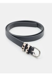 Sinsay - Pasek z imitacji skóry z motywem krowy - czarny. Kolor: czarny. Materiał: skóra #1