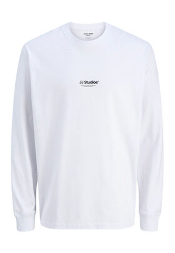 Jack & Jones Longsleeve Soho 12278788 Biały Relaxed Fit. Kolor: biały. Materiał: bawełna. Długość rękawa: długi rękaw