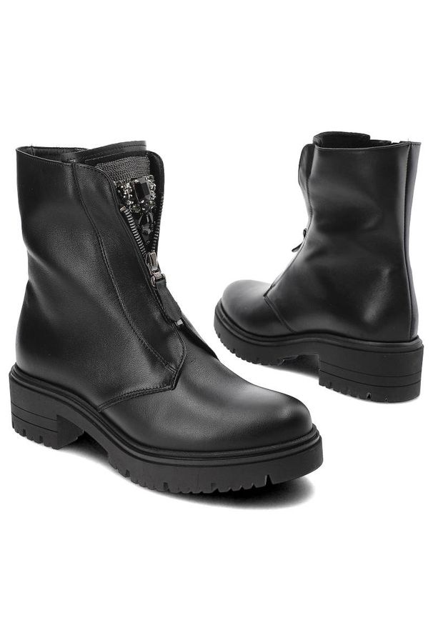 Czarne Botki Armodo Damskie Stylowe Obuwie. Okazja: na co dzień. Zapięcie: zamek. Kolor: czarny. Materiał: skóra. Wzór: gładki. Obcas: na obcasie. Styl: elegancki. Wysokość obcasa: średni