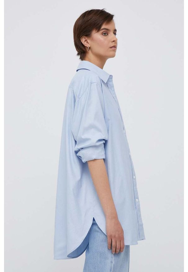 TOMMY HILFIGER - Tommy Hilfiger koszula bawełniana damska kolor niebieski relaxed z kołnierzykiem klasycznym. Typ kołnierza: kołnierzyk klasyczny. Kolor: niebieski. Materiał: bawełna. Styl: klasyczny
