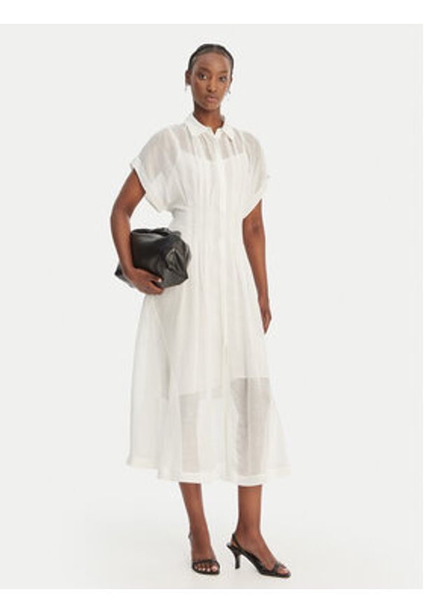 BOSS Sukienka koszulowa Davinata 50559733 Biały Regular Fit. Kolor: biały. Materiał: wiskoza, len. Typ sukienki: koszulowe