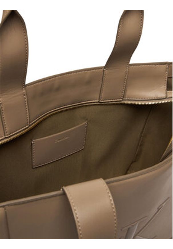 Calvin Klein Torebka Bold Ck Medium Tote LV04F3218G Beżowy. Kolor: beżowy. Materiał: skórzane