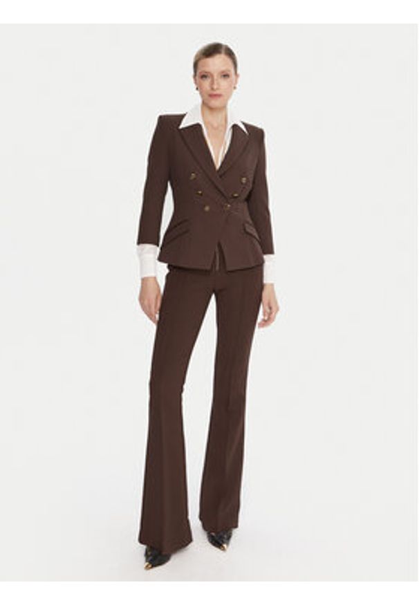 Elisabetta Franchi Marynarka GI-174-56E2-V660 Brązowy Regular Fit. Kolor: brązowy. Materiał: syntetyk