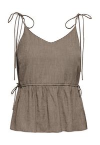 only - ONLY Top Nele 15370325 Beżowy ciemny Regular Fit. Kolor: beżowy. Materiał: wiskoza #7