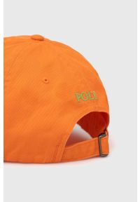 Polo Ralph Lauren czapka z daszkiem bawełniana kolor pomarańczowy z aplikacją. Kolor: pomarańczowy. Materiał: bawełna. Wzór: aplikacja #4