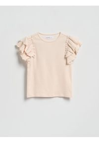 Reserved - Bluzka z falbanami - pastelowy róż. Kolor: różowy. Materiał: dzianina, bawełna #1