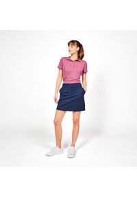 INESIS - Koszulka polo do golfa z krótkim rękawem damska Inesis WW500. Typ kołnierza: golf, polo. Kolor: fioletowy. Materiał: materiał, poliester, elastan. Długość rękawa: krótki rękaw. Długość: krótkie