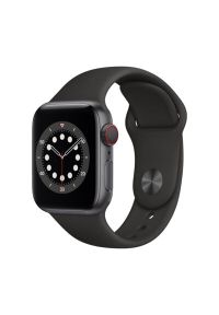 APPLE Watch 6 Cellular 44mm (Gwiezdna szarość z opaską sportową w kolorze czarnym). Rodzaj zegarka: smartwatch. Kolor: czarny. Materiał: poliester, nylon, guma, materiał. Styl: sportowy #1