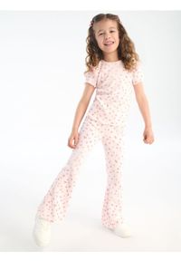 Sinsay - Prążkowane spodnie flare w kwiaty - wielobarwny. Materiał: prążkowany. Wzór: kwiaty #1