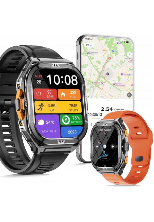 Wenom - SMARTWATCH MĘSKI GPS PŁYWANIE WODOODPORNY ATM 5 SEN WENOM ROZMOWY + 2PASKI. Rodzaj zegarka: smartwatch