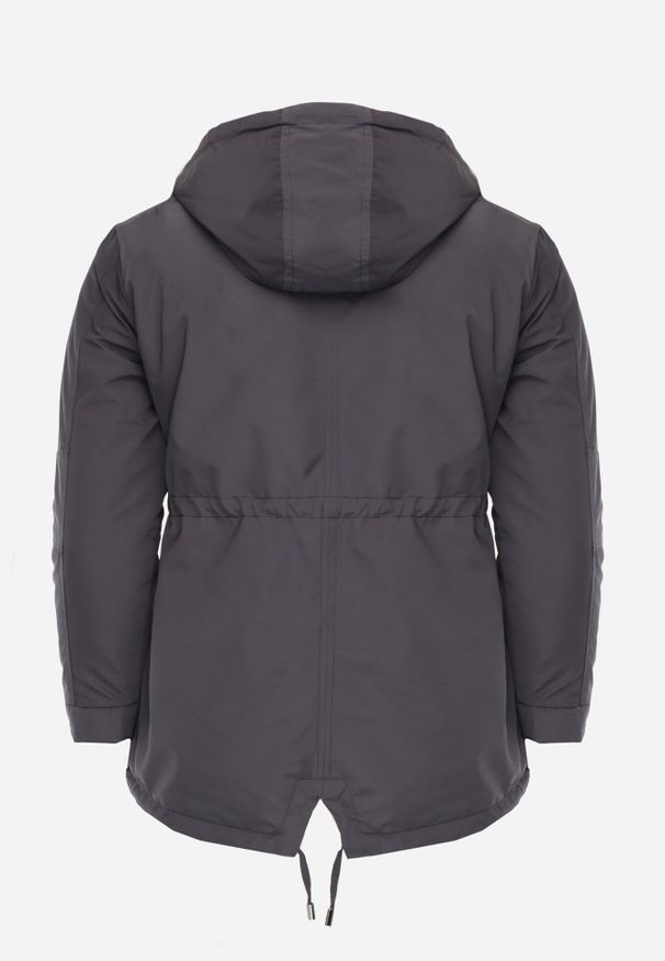 Born2be - Szaro-Żółta Przejściowa Kurtka Dwustronna Parka z Pikowaniem i Kapturem Tidare. Okazja: na spacer, na co dzień. Kolekcja: plus size. Kolor: szary. Materiał: poliester, jeans. Styl: casual, sportowy