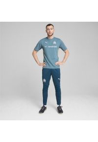 Puma - Męska koszulka treningowa Olympique Marsylia PUMA Bold Blue Putty Beige. Kolor: beżowy, niebieski, wielokolorowy