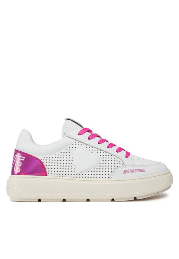 Love Moschino - LOVE MOSCHINO Sneakersy JA15274G1IJC410B Biały. Kolor: biały. Materiał: skóra