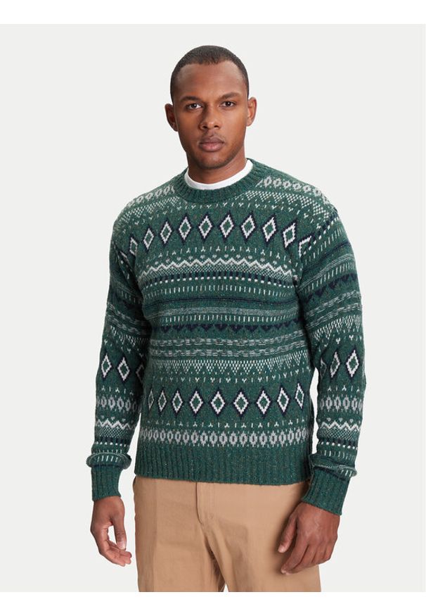 United Colors of Benetton - United Colors Of Benetton Sweter 1137K107V Zielony Regular Fit. Kolor: zielony. Materiał: wełna