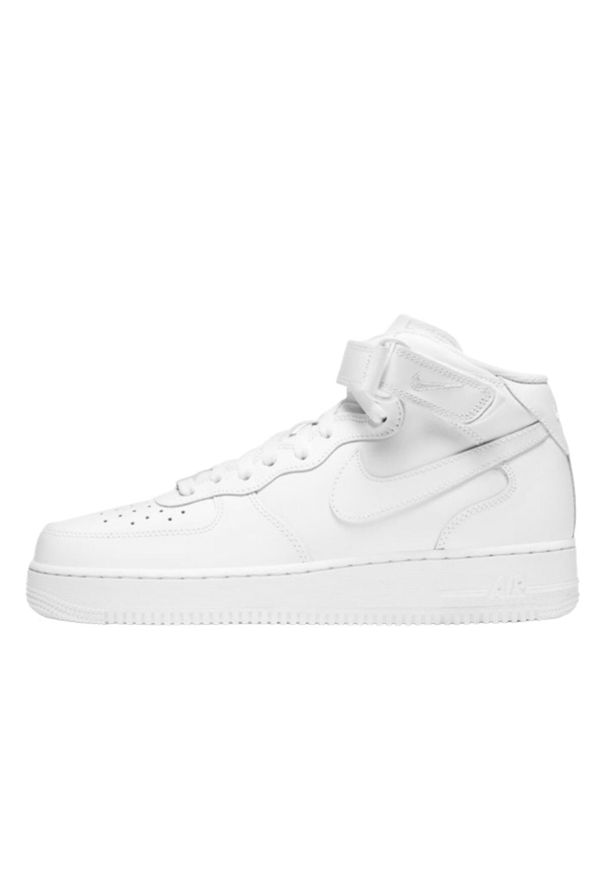 Nike - Buty do chodzenia dla dorosłych Air Force 1 Mid '07 White. Kolor: biały. Materiał: skóra. Model: Nike Air Force. Sport: turystyka piesza