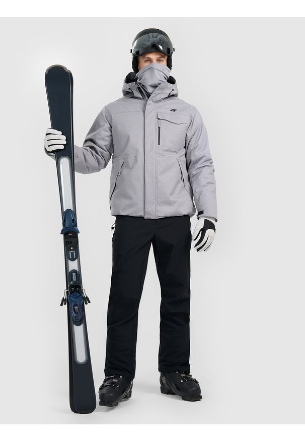 4f - 4F Kurtka narciarska membrana 10000 męska - szara XL. Kolor: szary. Materiał: poliester, materiał. Sezon: zima. Styl: klasyczny