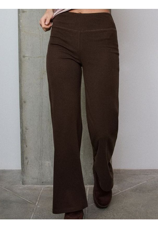 Sinsay - Ocieplane spodnie straight leg - brązowy. Kolor: brązowy