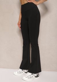 Renee - Czarne Legginsy Dzwony High Waist Korivienne. Okazja: na co dzień. Stan: podwyższony. Kolor: czarny. Styl: casual, elegancki #3