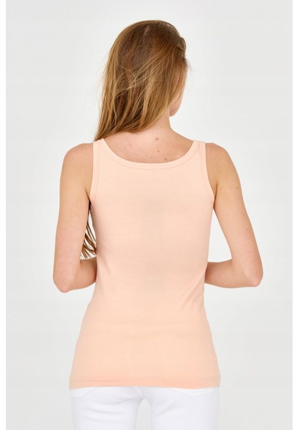 Emporio Armani - EMPORIO ARMANI Top brzoskwiniowy. Kolor: pomarańczowy. Materiał: bawełna