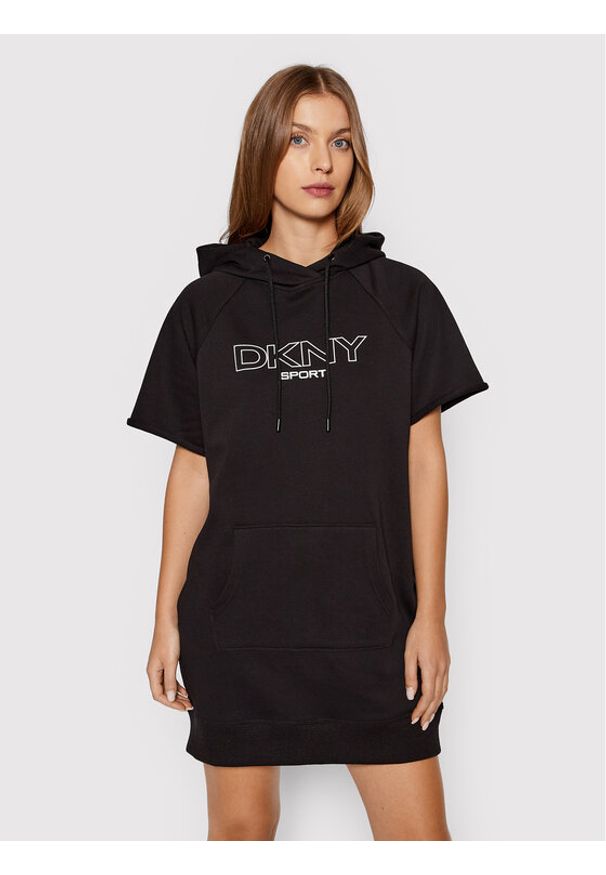 DKNY Sport Sukienka dzianinowa DP1D4601 Czarny Regular Fit. Kolor: czarny. Materiał: bawełna, dzianina. Typ sukienki: sportowe. Styl: sportowy