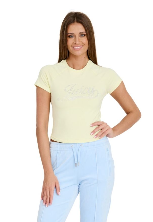 Juicy Couture - JUICY COUTURE Cytrynowy damski t-shirt Retroshrunken Tee, Rozmiar M. Kolor: żółty