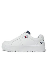 TOMMY HILFIGER - Tommy Hilfiger Sneakersy Logo Low Cut Lace-Up Sneaker T3X9-33360-1355 S Biały. Kolor: biały. Materiał: skóra