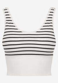 Renee - Biało-Czarny Tank Top z Prążkowanego Materiału w Print w Paski Sesarila. Okazja: na co dzień. Kolor: biały. Materiał: materiał, prążkowany. Wzór: nadruk, paski. Styl: elegancki, casual, klasyczny #5