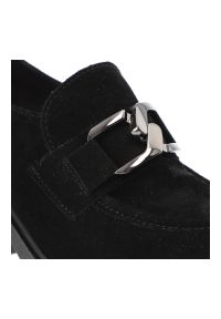 Czarne Półbuty Lemar Damskie Eleganckie Buty. Zapięcie: klamry. Kolor: czarny. Materiał: zamsz. Obcas: na obcasie. Styl: elegancki. Wysokość obcasa: średni #6
