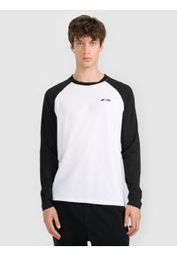 4f - 4F Longsleeve regular z nadrukiem męski - biały XXL. Kolor: biały. Długość rękawa: długi rękaw. Wzór: nadruk