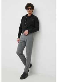 Polo Ralph Lauren koszula bawełniana męska kolor czarny regular z kołnierzykiem button-down. Typ kołnierza: button down, polo. Kolor: czarny. Materiał: bawełna. Długość rękawa: długi rękaw. Długość: długie. Wzór: gładki #2
