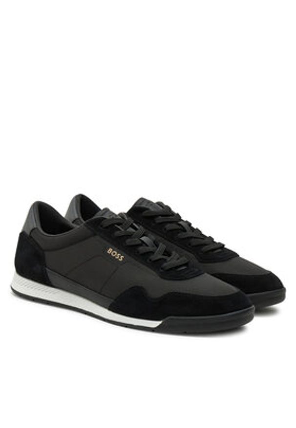 BOSS Sneakersy Titanium 50536524 Czarny. Kolor: czarny. Materiał: zamsz, skóra