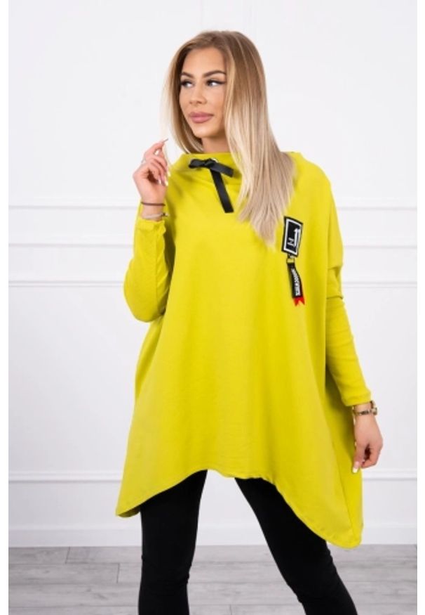 Inny - Bluza oversize z asymetrycznymi bokami kiwi. Materiał: materiał, prążkowany, bawełna, elastan. Długość: długie