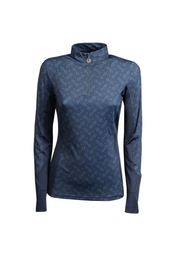 HARRYS HORSE - Damska koszulka do jazdy konnej Harry's Horse Just Ride Retro. Kolor: niebieski. Długość rękawa: długi rękaw. Styl: retro