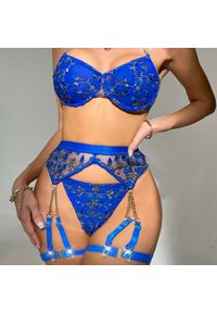 Intica - Zestaw bielizny haftowanej z łańcuszkiem Fulga. Kolor: niebieski. Materiał: materiał. Wzór: haft #4