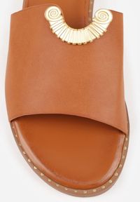 Born2be - Jasnobrązowe Klapki VICES z Biżuteryjnym Detalem w Kształcie Łuku Himemelle. Okazja: na co dzień, do pracy. Kolor: brązowy. Materiał: jeans, len, koronka. Wzór: aplikacja. Styl: casual, klasyczny, elegancki #9