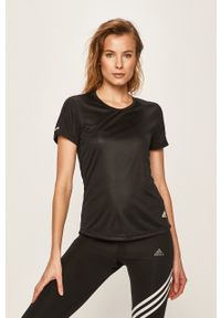 adidas Performance t-shirt do biegania kolor czarny. Kolor: czarny. Materiał: materiał, poliester, skóra
