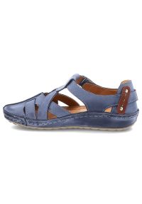 Granatowe Sandały Armodo Wygodne Obuwie Damskie. Okazja: na co dzień. Zapięcie: rzepy. Kolor: niebieski. Materiał: skóra. Sezon: lato. Styl: elegancki, casual, klasyczny #6