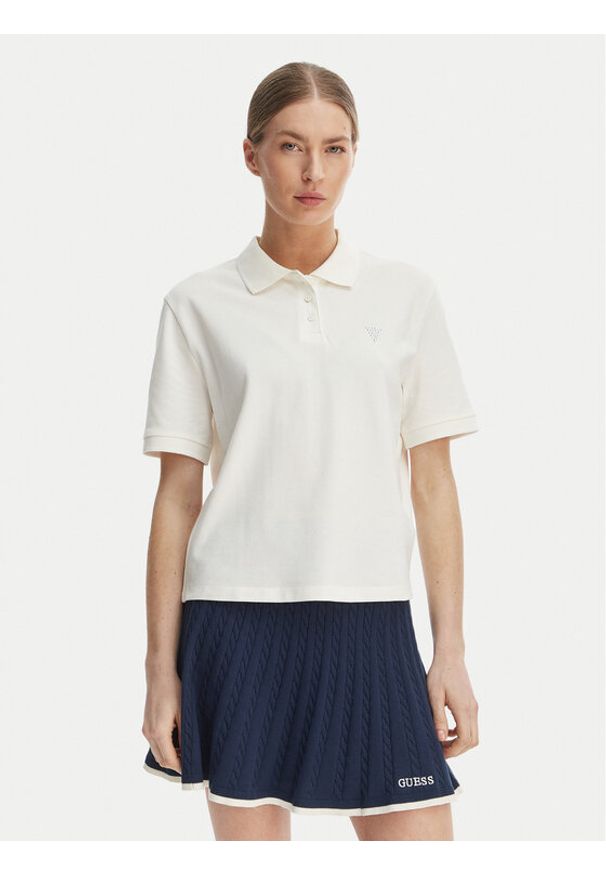 Guess Polo V6GP11 K3278 Biały Regular Fit. Typ kołnierza: polo. Kolor: biały. Materiał: bawełna