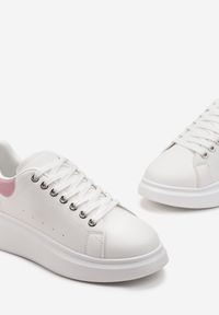 Born2be - Biało-Różowe Sneakersy na Grubej Podeszwie z Metaliczną Wstawką Ranti. Kolor: biały #5