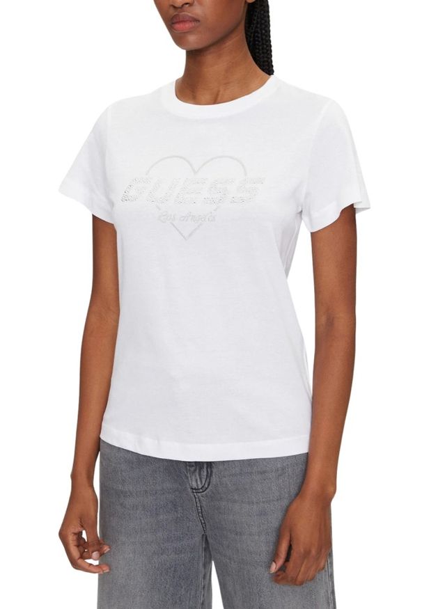 Guess - GUESS Biały damski t-shirt Narciso. Kolor: biały