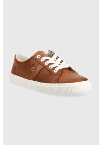 Lauren Ralph Lauren sneakersy skórzane Janson II kolor brązowy 802775372001. Nosek buta: okrągły. Kolor: brązowy. Materiał: skóra #5