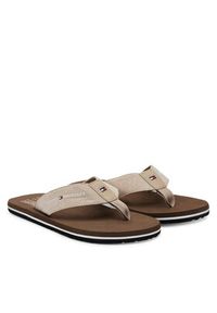 TOMMY HILFIGER - Tommy Hilfiger Japonki Chambray Beach Sandal FM0FM05570 Beżowy. Kolor: beżowy. Materiał: materiał #3