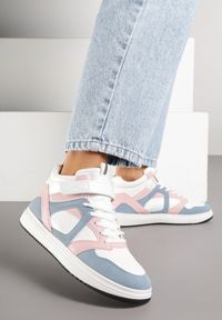 Born2be - Biało-Różowe Sneakersy za Kostkę Olivarre. Okazja: na co dzień, na spacer. Wysokość cholewki: za kostkę. Zapięcie: rzepy. Kolor: biały. Materiał: jeans, skóra. Sport: turystyka piesza #5
