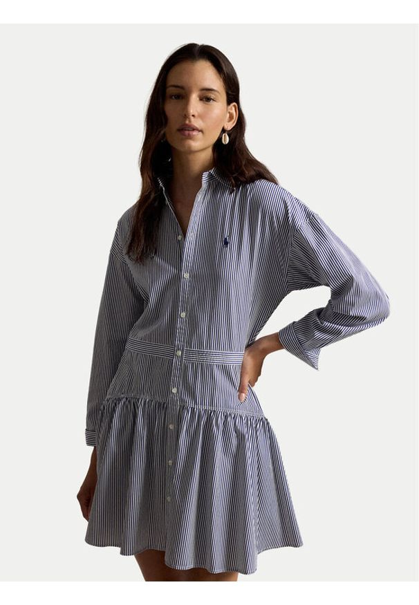 Polo Ralph Lauren Sukienka koszulowa 211B22754001 Granatowy Regular Fit. Typ kołnierza: polo. Kolor: niebieski. Materiał: bawełna. Typ sukienki: koszulowe
