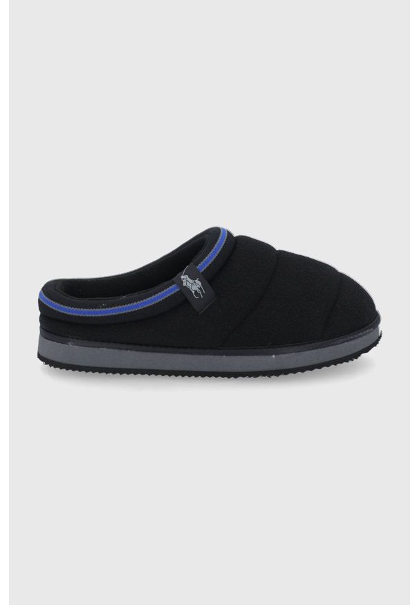 Polo Ralph Lauren Kapcie kolor czarny. Kolor: czarny. Materiał: materiał, guma. Wzór: gładki