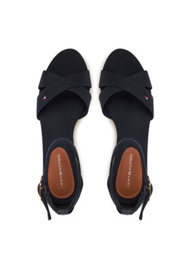 TOMMY HILFIGER - Tommy Hilfiger Sandały Flag Criss-Cros Mid Wedge Espad FW0FW08481 Granatowy. Kolor: niebieski. Materiał: materiał